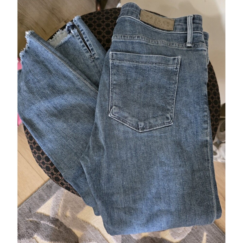 Nice PARKER SMITH Distress Split Hem Frayed JEANS Made USA BohoStretch Sz 29 EuC